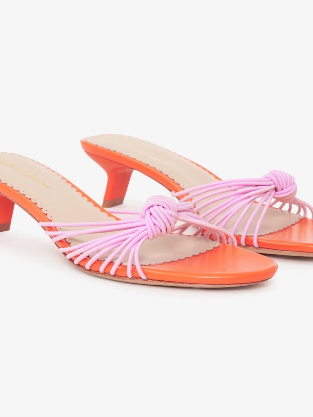 For Love & Lemons Orange Footbed Pink Knotted Strappy Mule